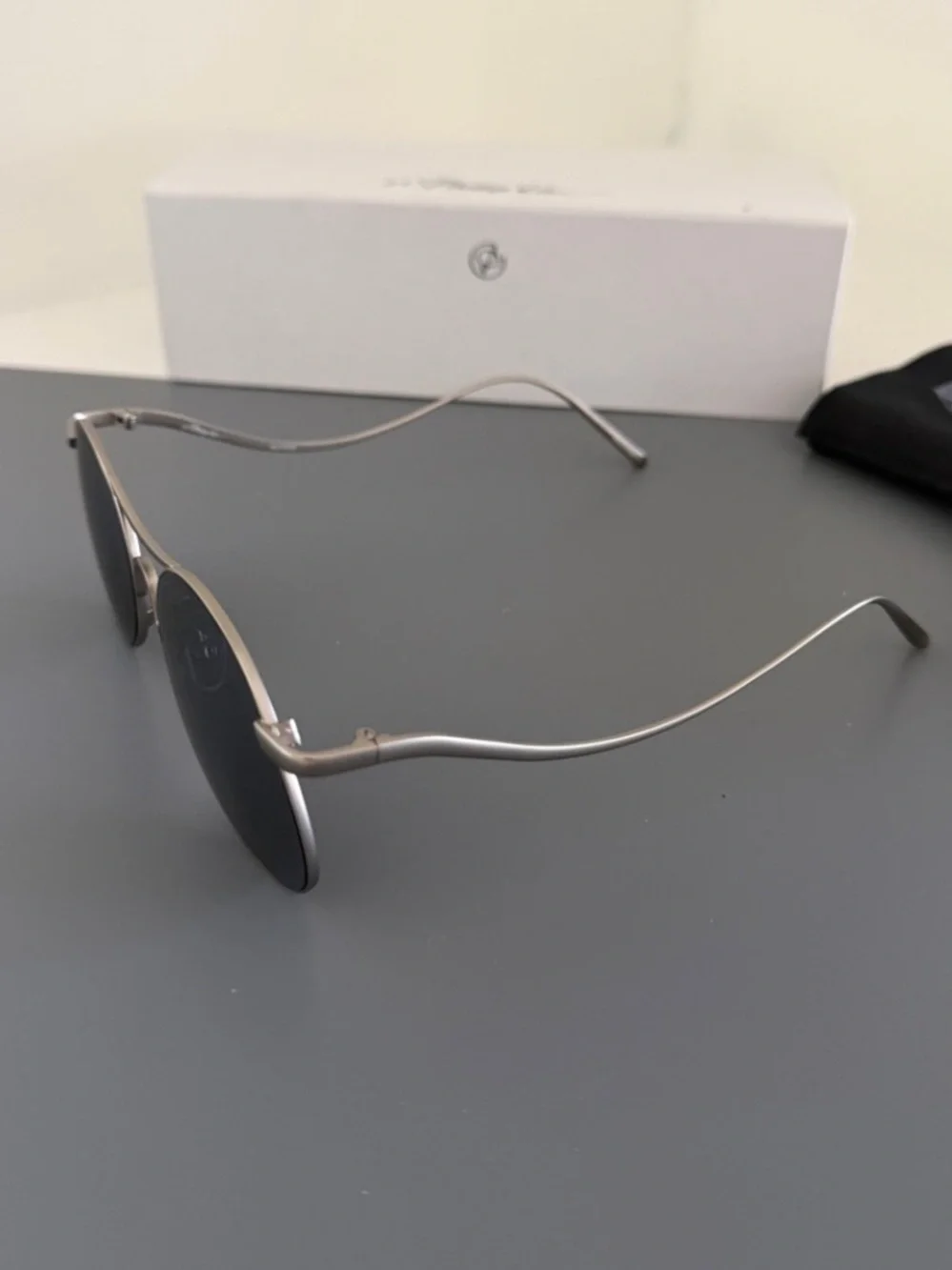 3.1 Phillip Lim x Linda Farrow PL177 Titanium White Gold Aviator Sunglasses Set